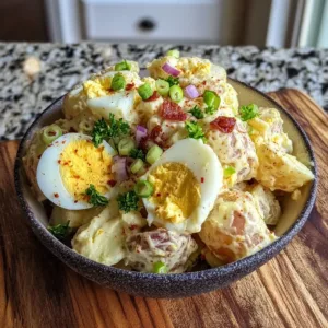 Old Fashioned Potato Salad with Eggs in a serving bowl