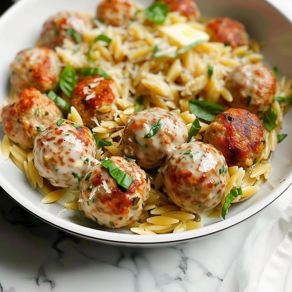 One Pan Garlic Butter Chicken Meatballs