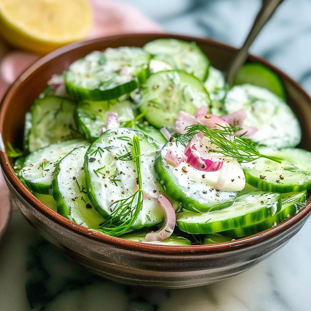 Refreshing Polish Cucumber Salad with Dill and Creamy Goodness