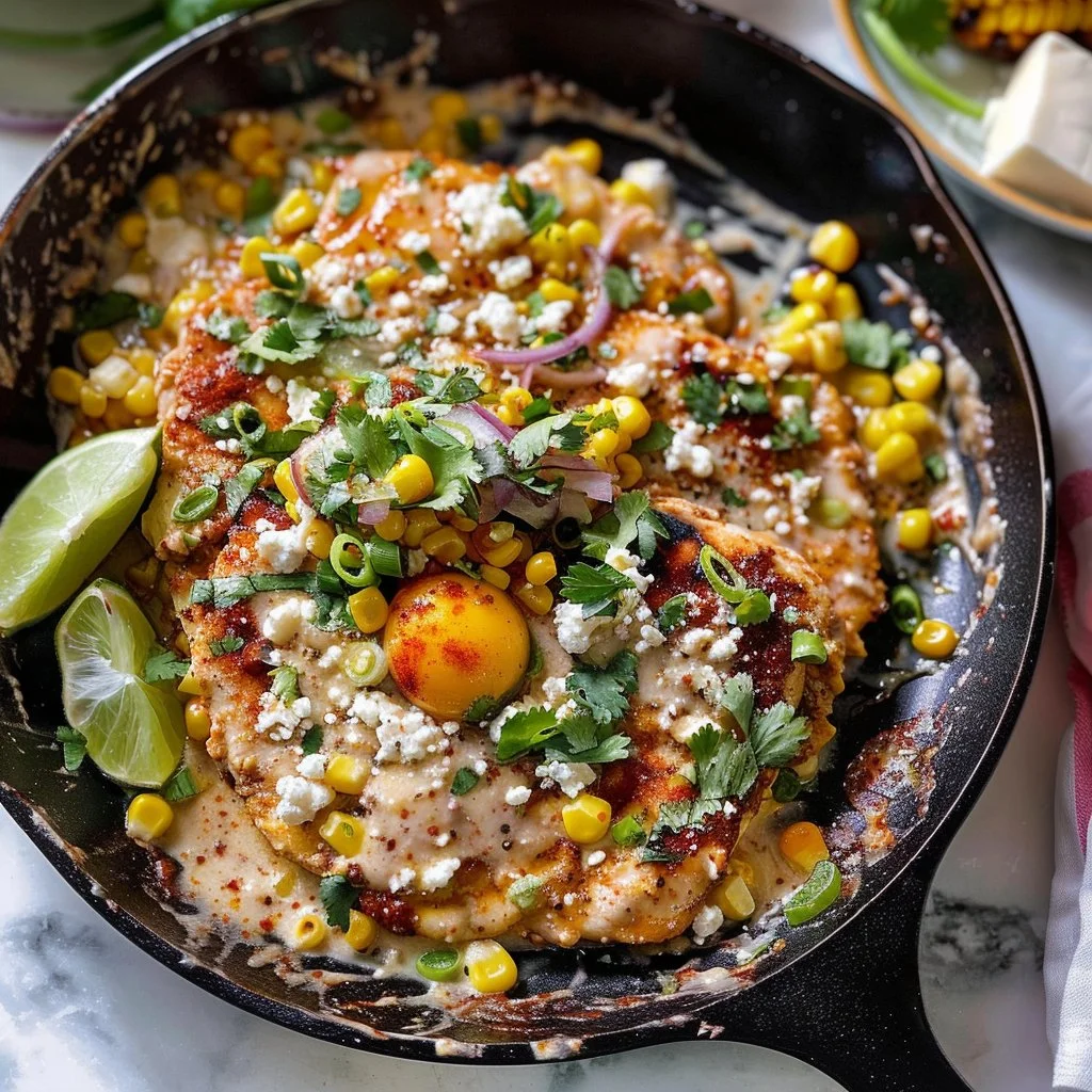 Skillet Creamed Street Corn Chicken