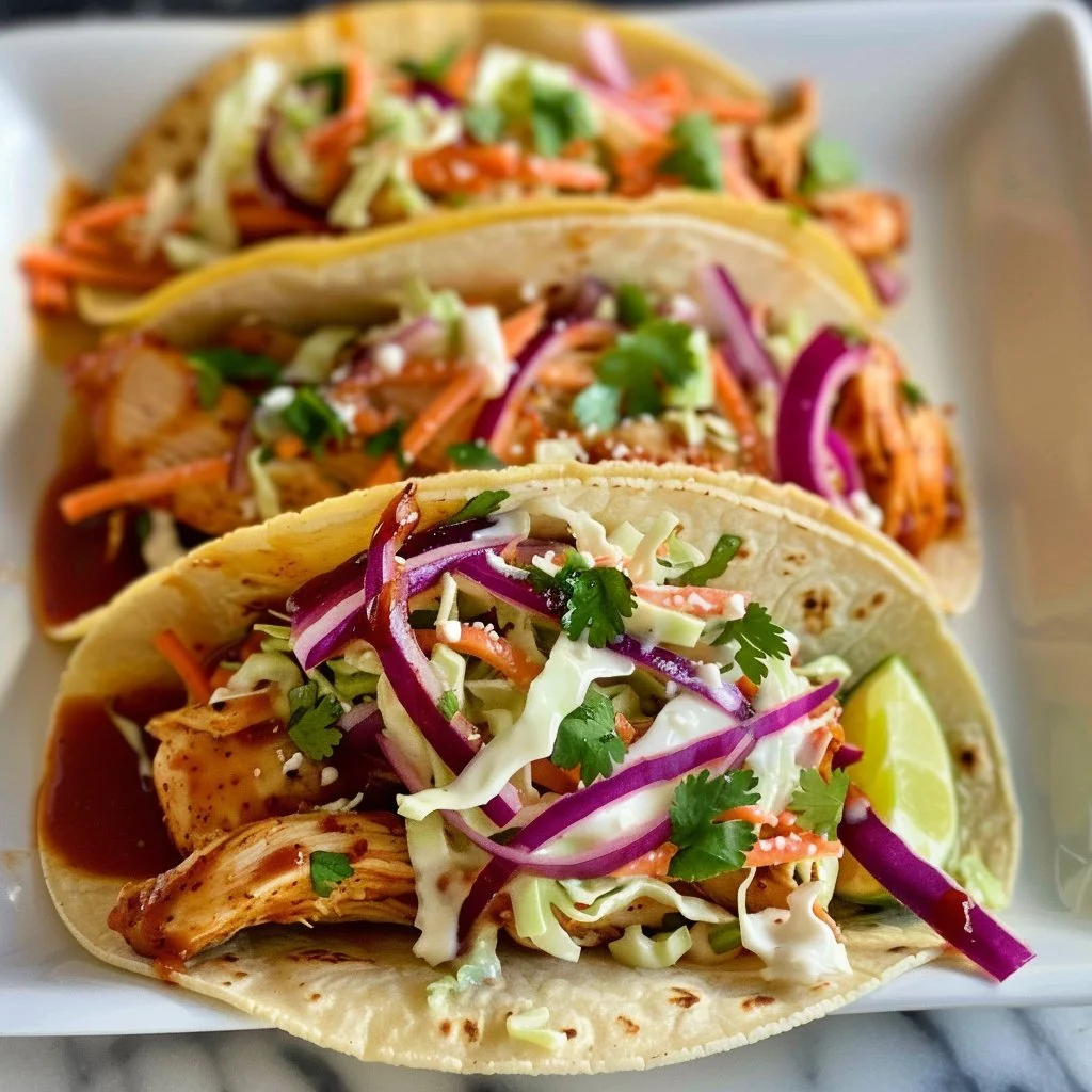 Slow Cooker BBQ Chicken Tacos with Simple Slaw