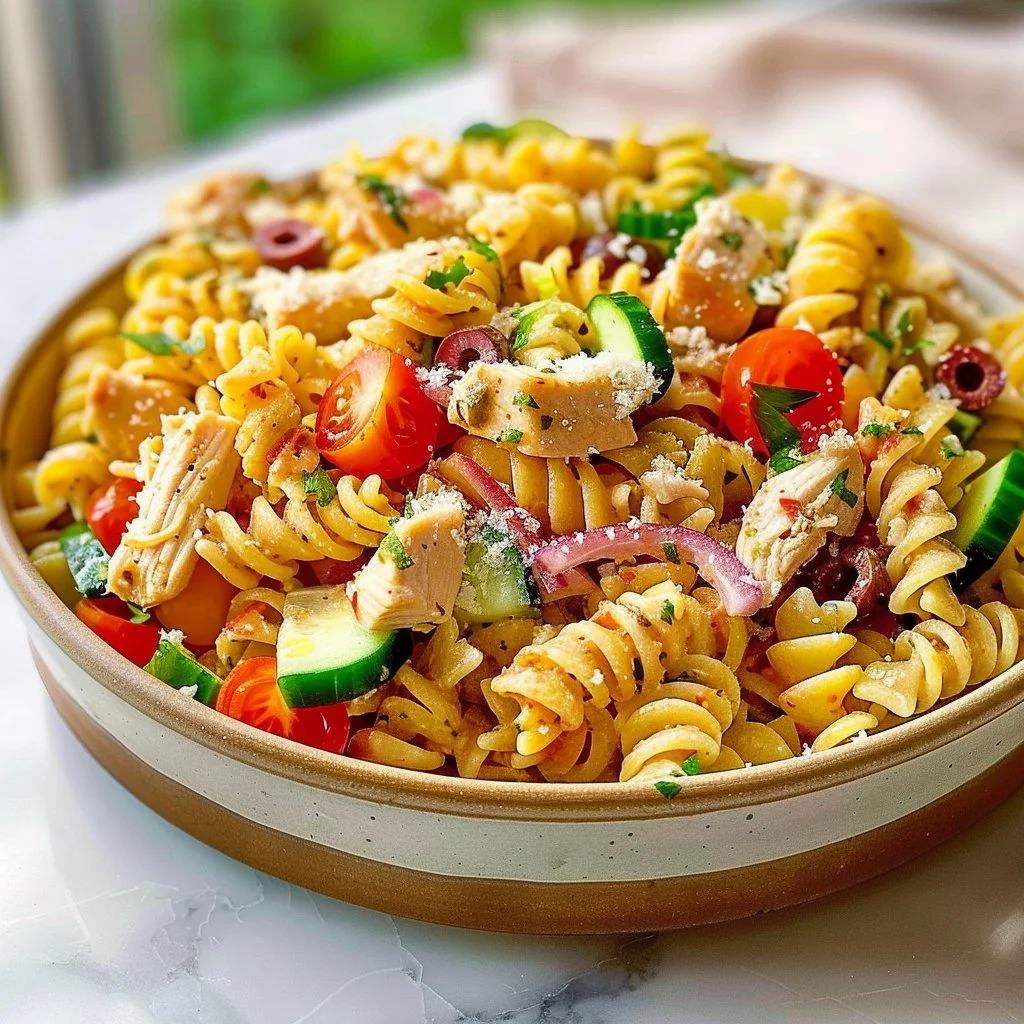 Tasty Chicken Pasta Salad with Italian Dressing