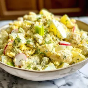 The Best Classic Potato Salad 3 Bowl of classic potato salad with herbs and spices, perfect for summer picnics