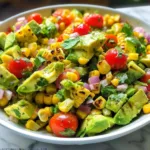Delicious Avocado Corn Salad with fresh ingredients served in a bowl