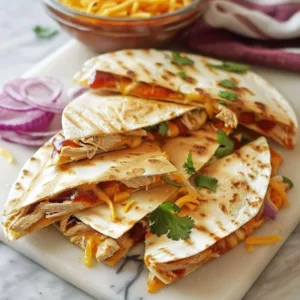Delicious BBQ Chicken Quesadillas with melted cheese and smoky flavor.