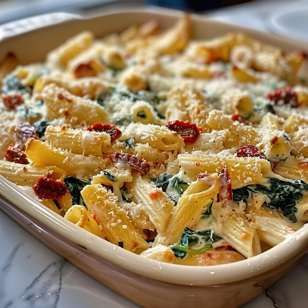 Boursin Cheese Pasta Bake with Spinach