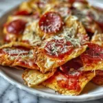 A bowl of crispy pizza chips, a tasty and crunchy snack option for pizza lovers.