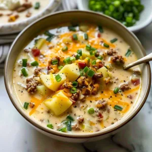 A bowl of creamy Crock Pot Crack Potato Soup topped with green onions and bacon.
