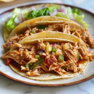 Crockpot Pulled Chicken Tacos 3 Delicious Crockpot Pulled Chicken Tacos served with fresh toppings
