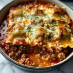 Crockpot Ravioli Lasagna with layers of cheese and sauce