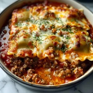 Crockpot Ravioli Lasagna with layers of cheese and sauce