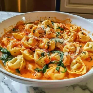 Easy CrockPot chicken tortellini in a bowl with herbs