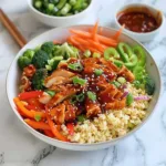 A flavorful Korean BBQ Bowl with grilled meats and fresh vegetables.