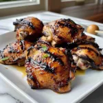 Delicious marinated grilled chicken thighs cooked to perfection on the grill