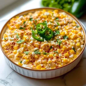 Mexican Street Corn Dip 3 Bowl of Mexican street corn dip with toppings like cheese and cilantro