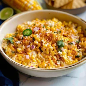 Mexican Street Corn Dip (Dairy Free) 3 Vibrant Mexican Street Corn Dip served in a bowl, perfect for dipping