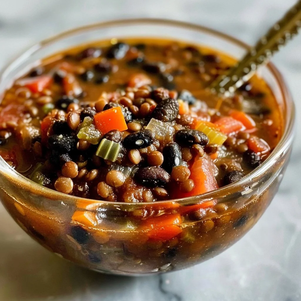 Protein-Packed Black Bean and Lentil Soup