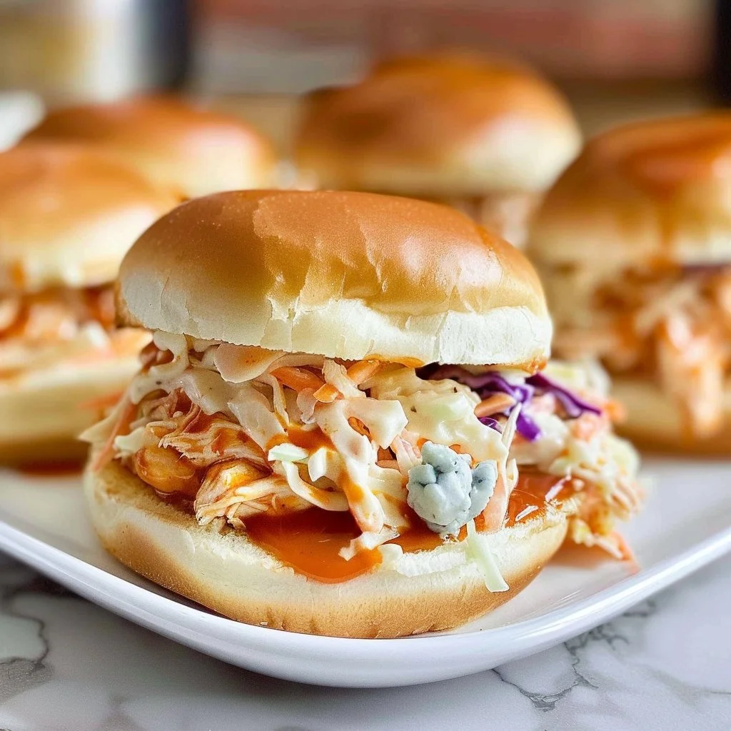Slow Cooker BBQ Buffalo Chicken Sliders