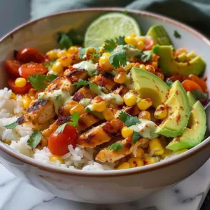 Street Corn Chicken Rice Bowl: Easy, Flavorful Dinner Delight 1 Delicious Street Corn Chicken Rice Bowl with fresh ingredients and vibrant flavors
