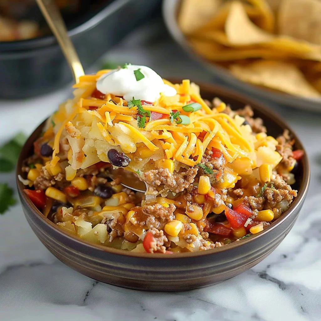 Taco Crock Pot Hashbrown Casserole