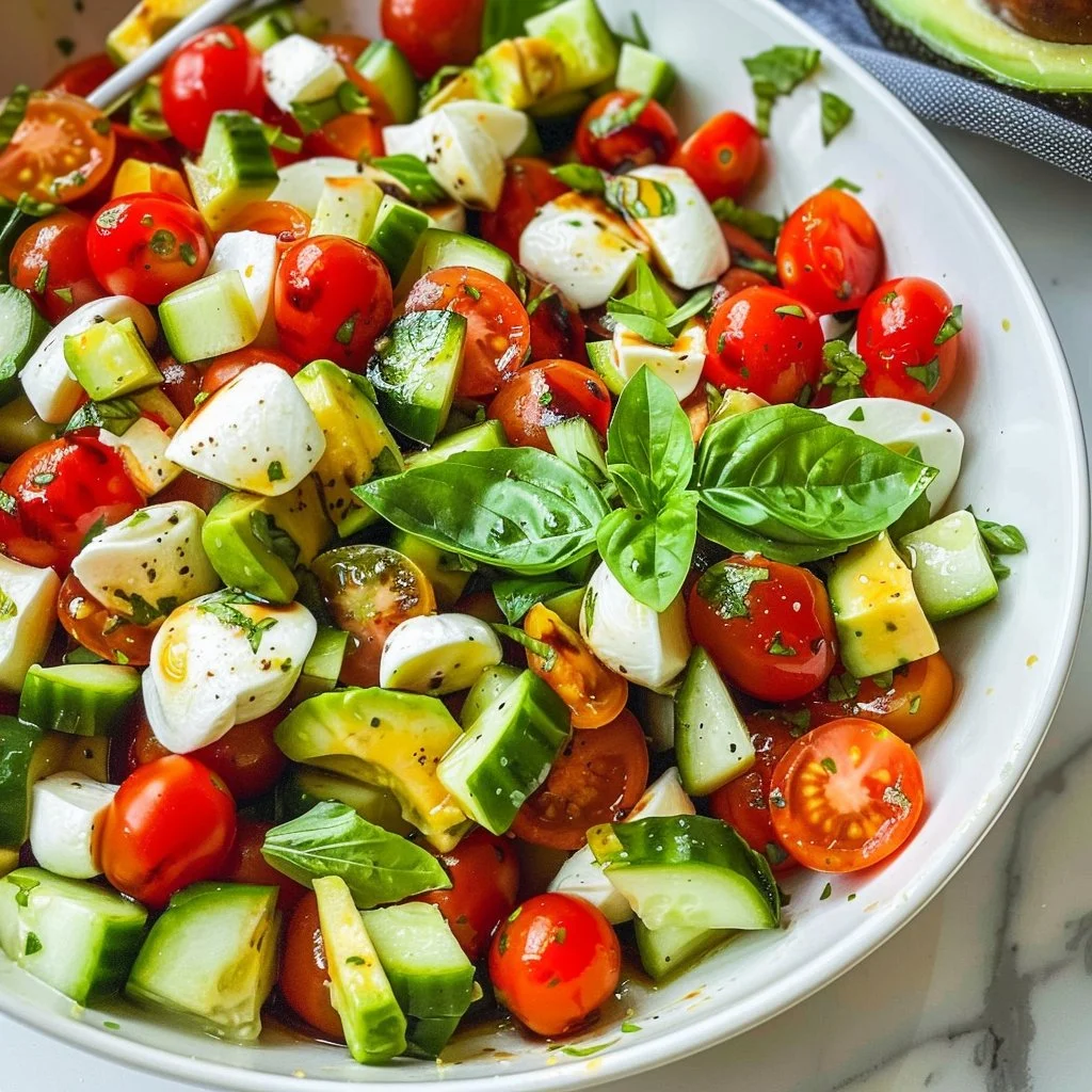 Home Page 5 Tomato Cucumber Mozzarella Salad