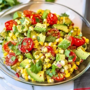 Avocado Corn Salad 3 Colorful avocado corn salad with fresh ingredients in a bowl