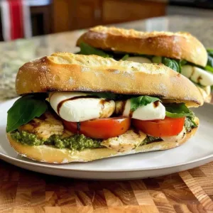 Chicken Caprese Sandwich 3 Delicious Chicken Caprese Sandwich with mozzarella and basil toppings