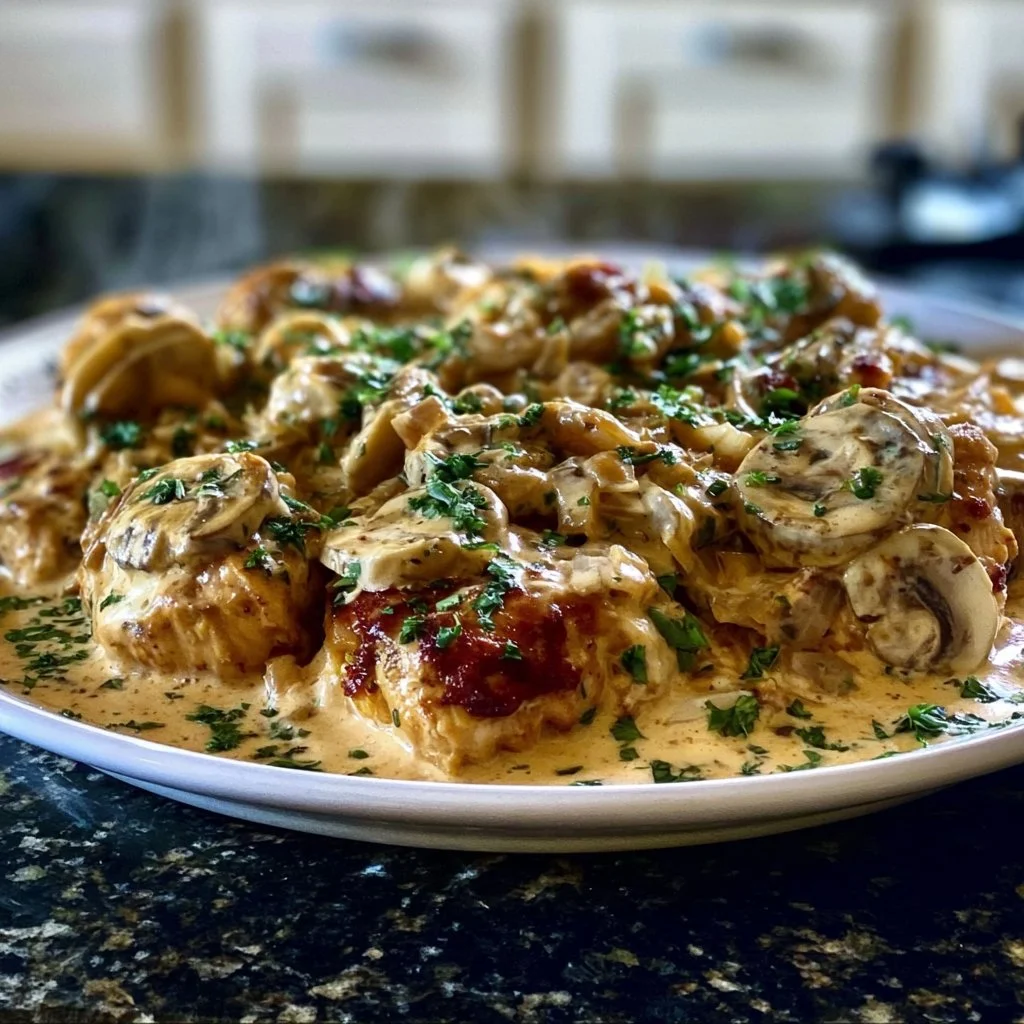 Cozy Creamy Crockpot Chicken Stroganoff Delight