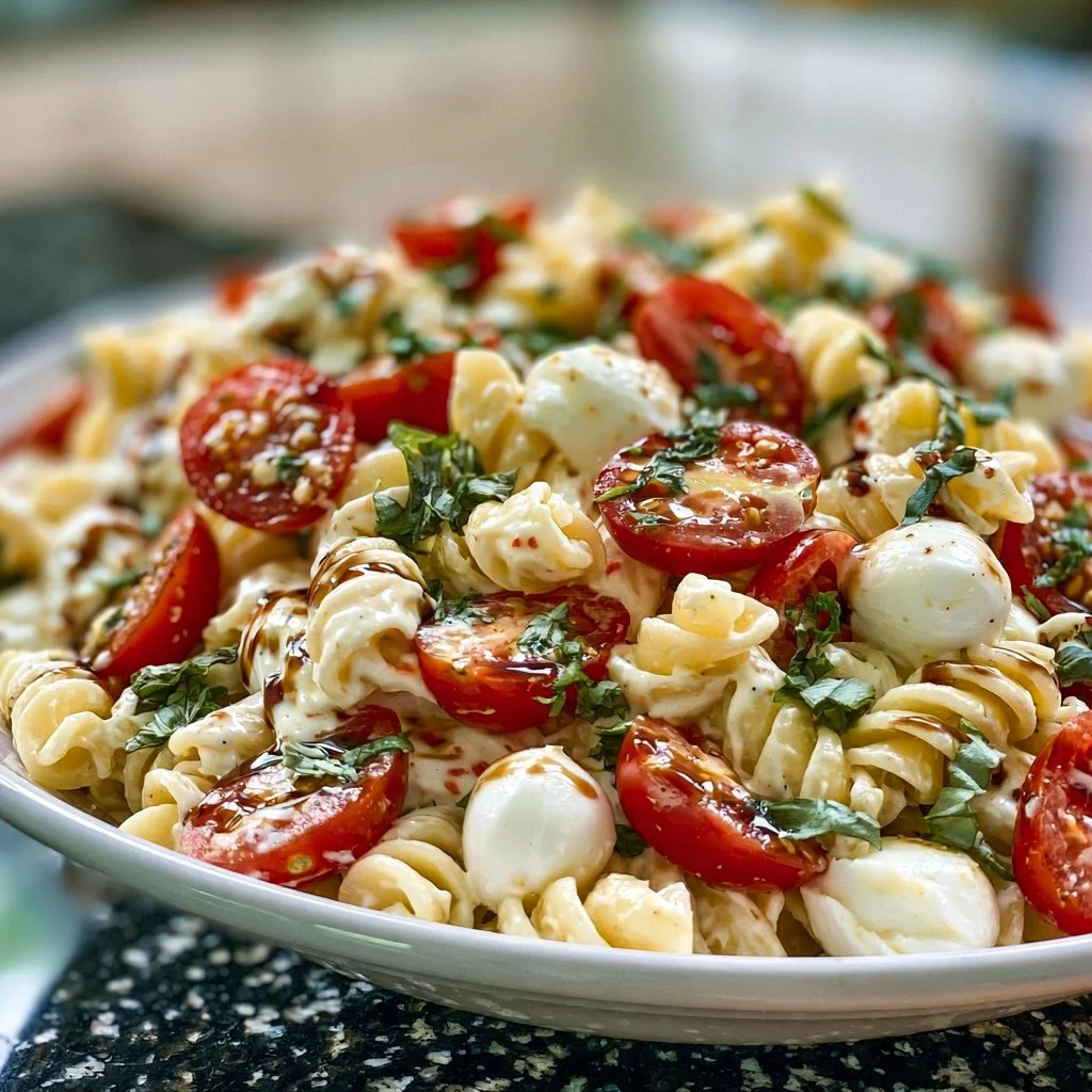 Creamy Caprese Pasta Salad