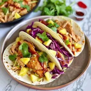 Crock Pot Hawaiian BBQ Chicken Tacos with Pineapple Slaw 3 Crock Pot Hawaiian BBQ Chicken Tacos topped with fresh pineapple slaw