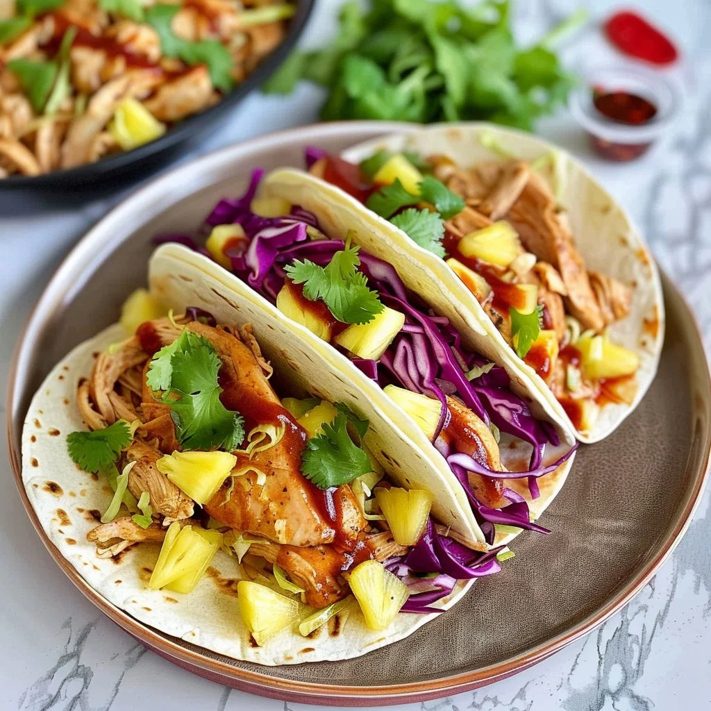 Home Page 12 Crock Pot Hawaiian BBQ Chicken Tacos with Pineapple Slaw