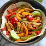 Easy crockpot chicken fajitas served with colorful peppers and onions