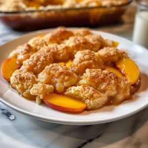 Easy Peach Cobbler Recipe 3 Delicious homemade peach cobbler served in a dish