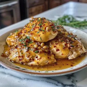 Easy Slow Cooker Honey Mustard Chicken 2 Delicious easy slow cooker honey mustard chicken served with vegetables.