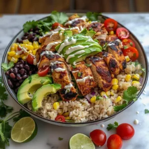 Southwest Chicken Bowls 3 Southwest chicken bowls with fresh ingredients and bold flavors