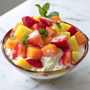 Strawberry Mint Fruit Salad 3 Strawberry Mint Fruit Salad with fresh strawberries and mint leaves