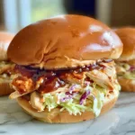 Crockpot BBQ Chicken Sandwich made with 5 simple ingredients