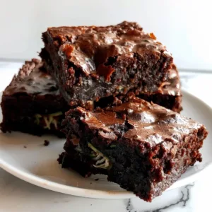 Zucchini Brownies 3 Delicious homemade zucchini brownies with chocolate icing on a rustic table.